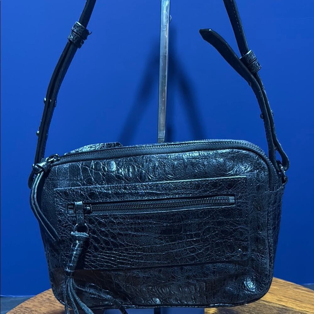 Joelle Hawkens Purse Handbag Crossbody Shoulder Bag Crocodile Black